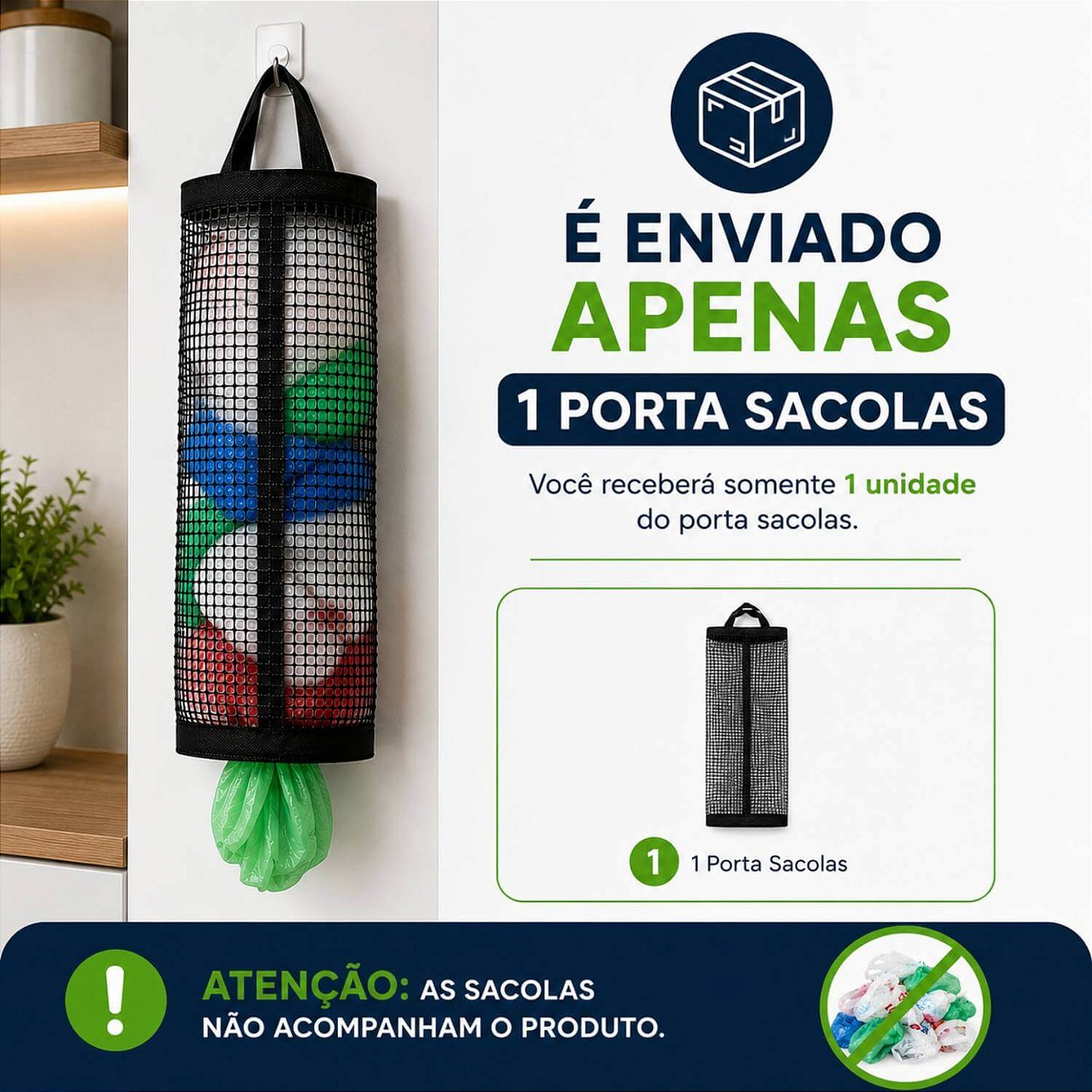 Organizador Pendurável para Sacolas Plásticas 37x15 cm
