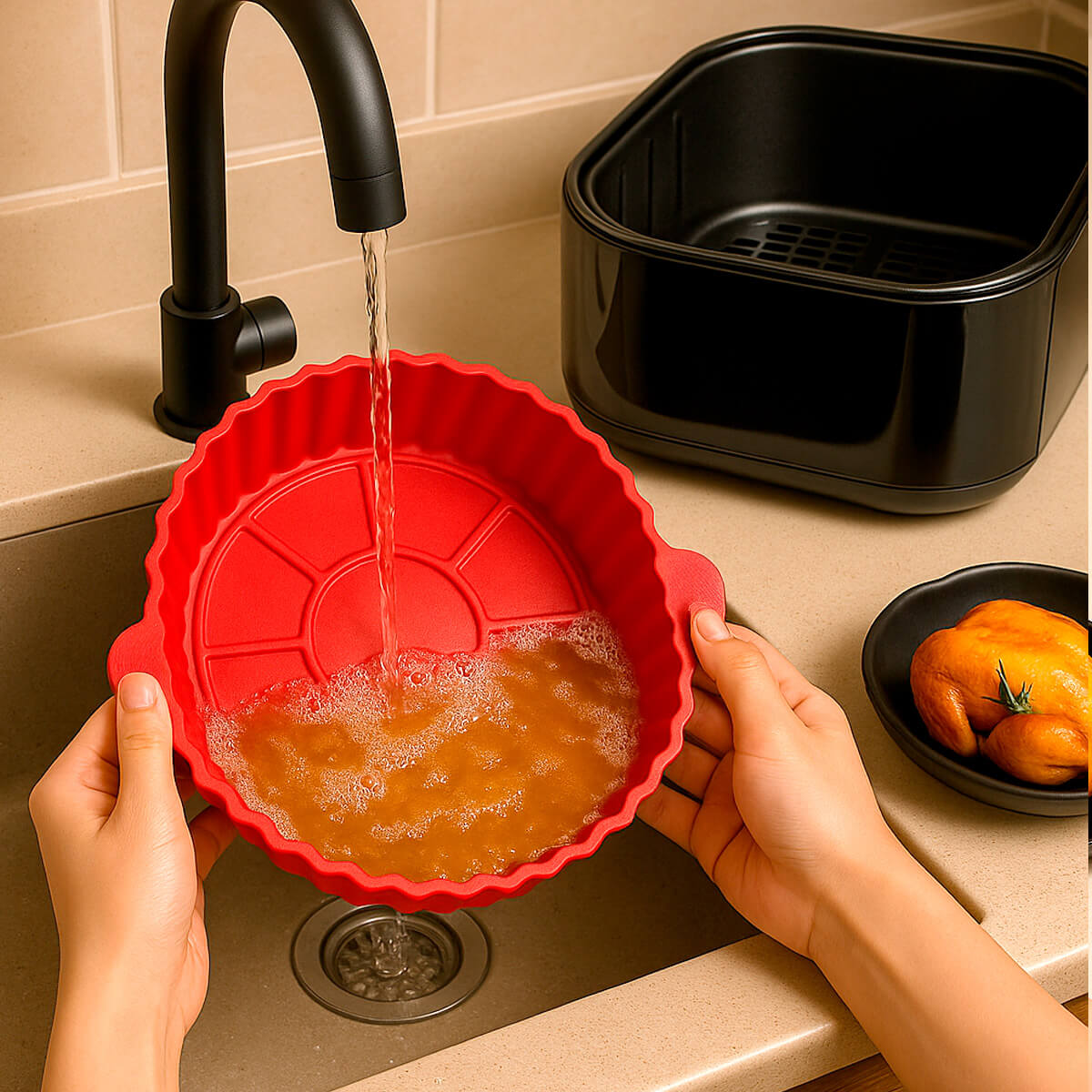 Forma de Silicone para Air Fryer 20 cm Reutilizável
