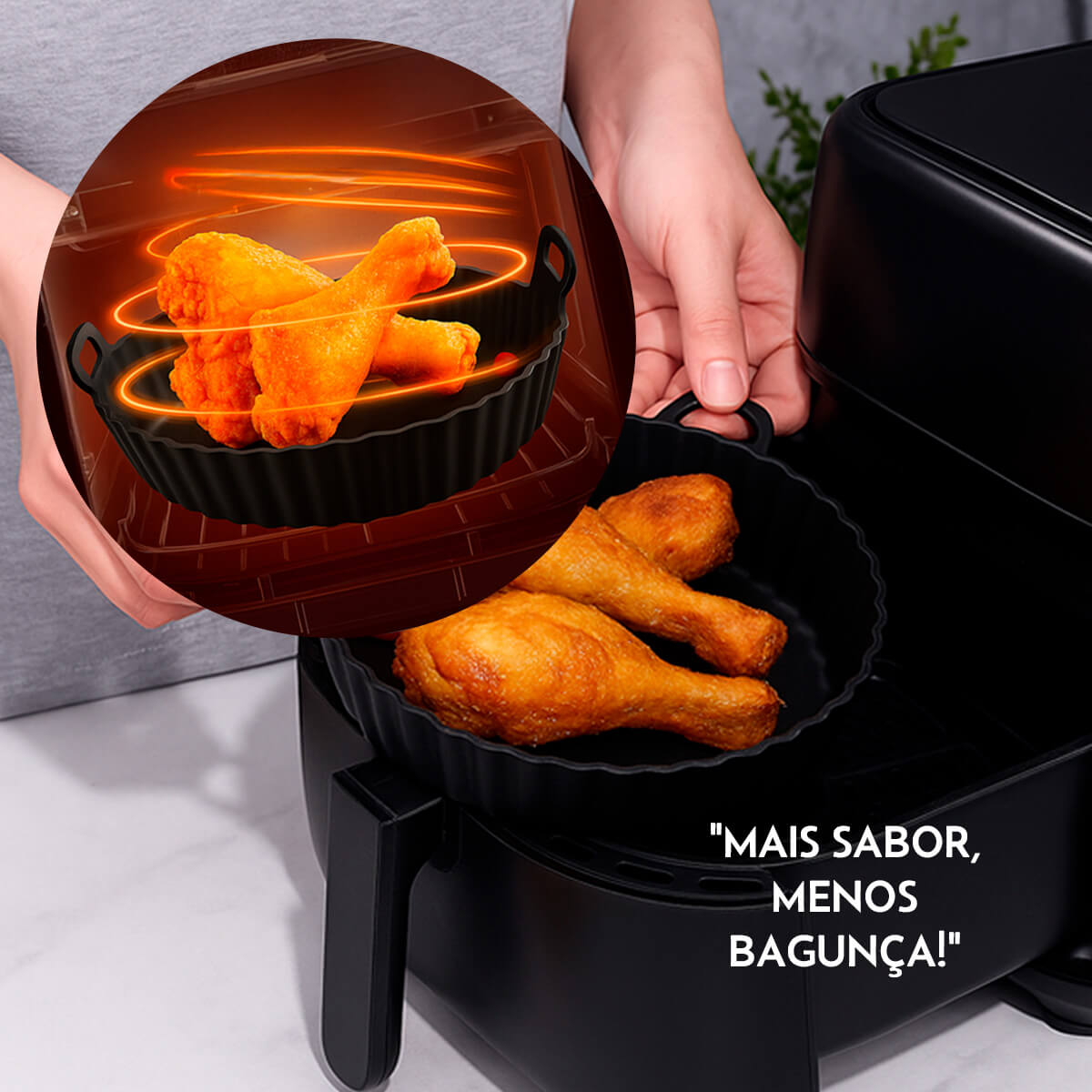 Forma de Silicone para Air Fryer 20 cm Reutilizável