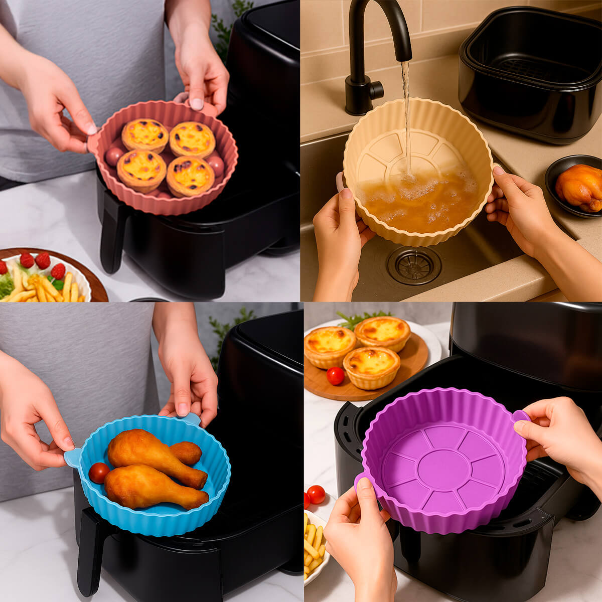 Forma de Silicone para Air Fryer 20 cm Reutilizável