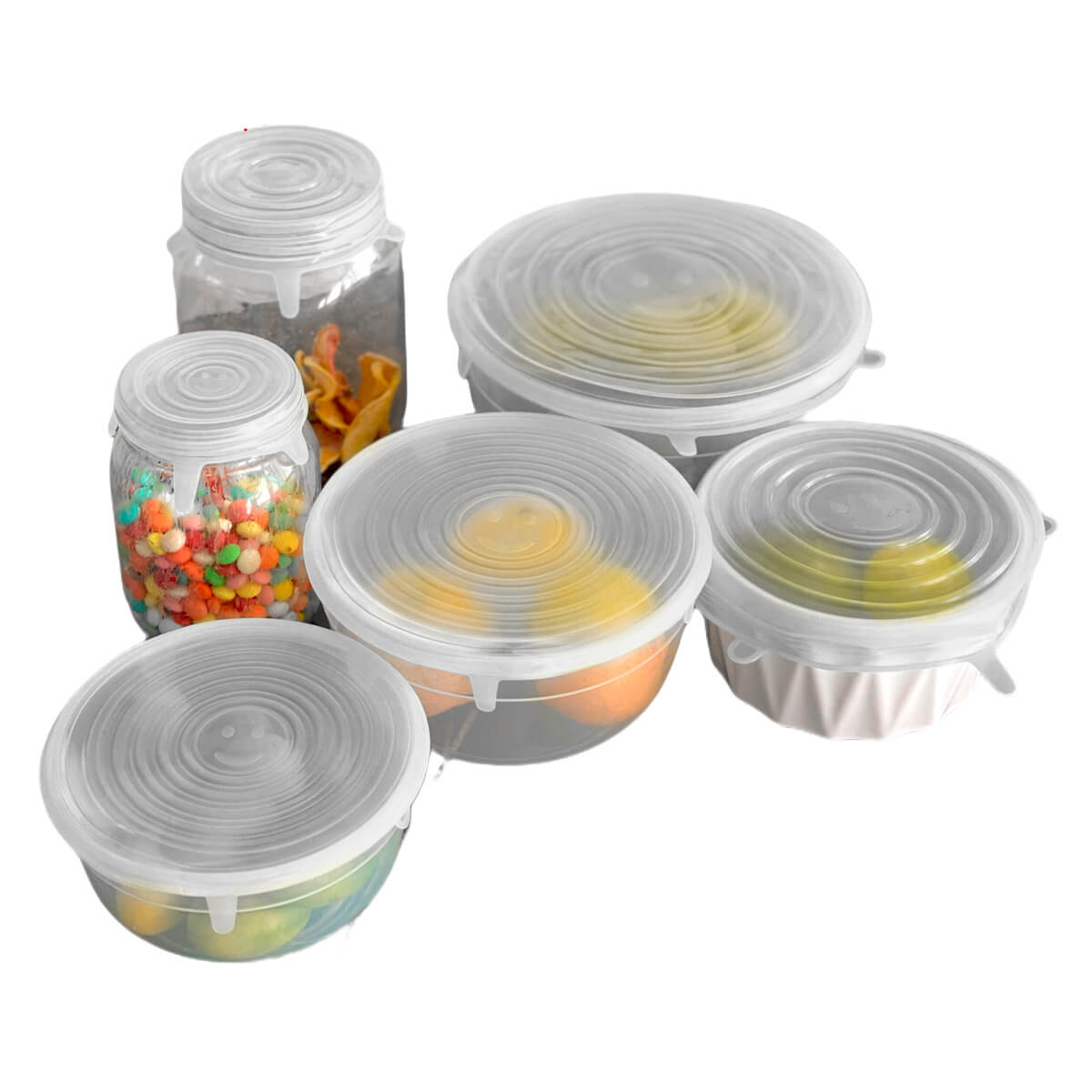 Kit 6 Tampas de Silicone Ajustáveis Reutilizáveis