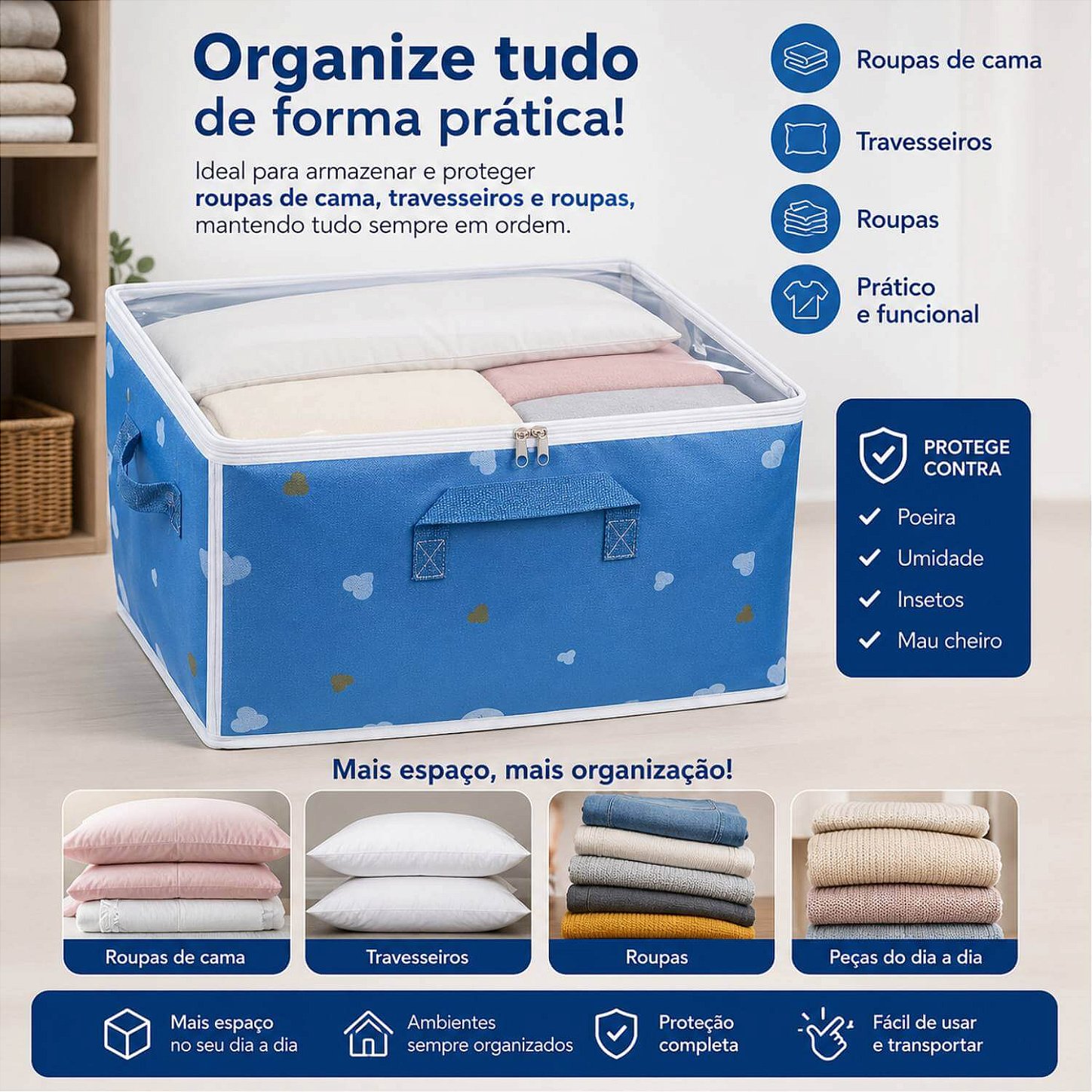 Organizador para Edredons com Visor 60x40x30 cm
