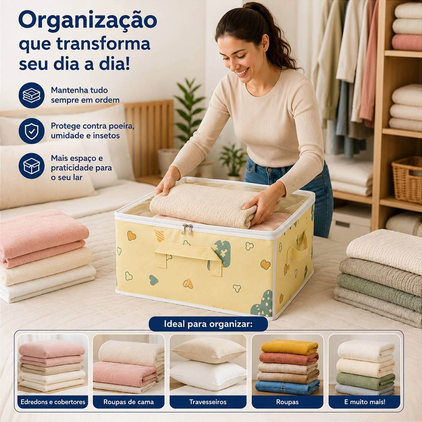 Organizador para Edredons com Visor 60x40x30 cm