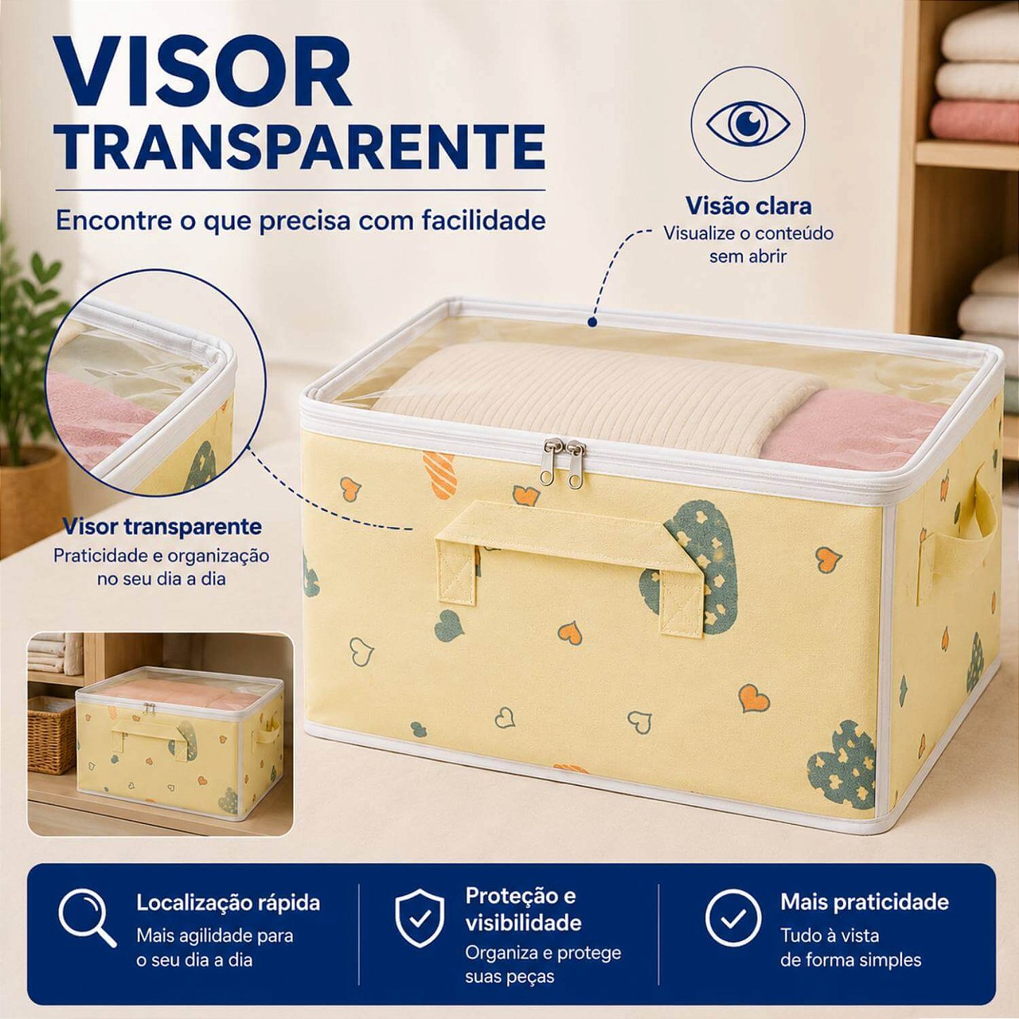 Organizador para Edredons com Visor 60x40x30 cm