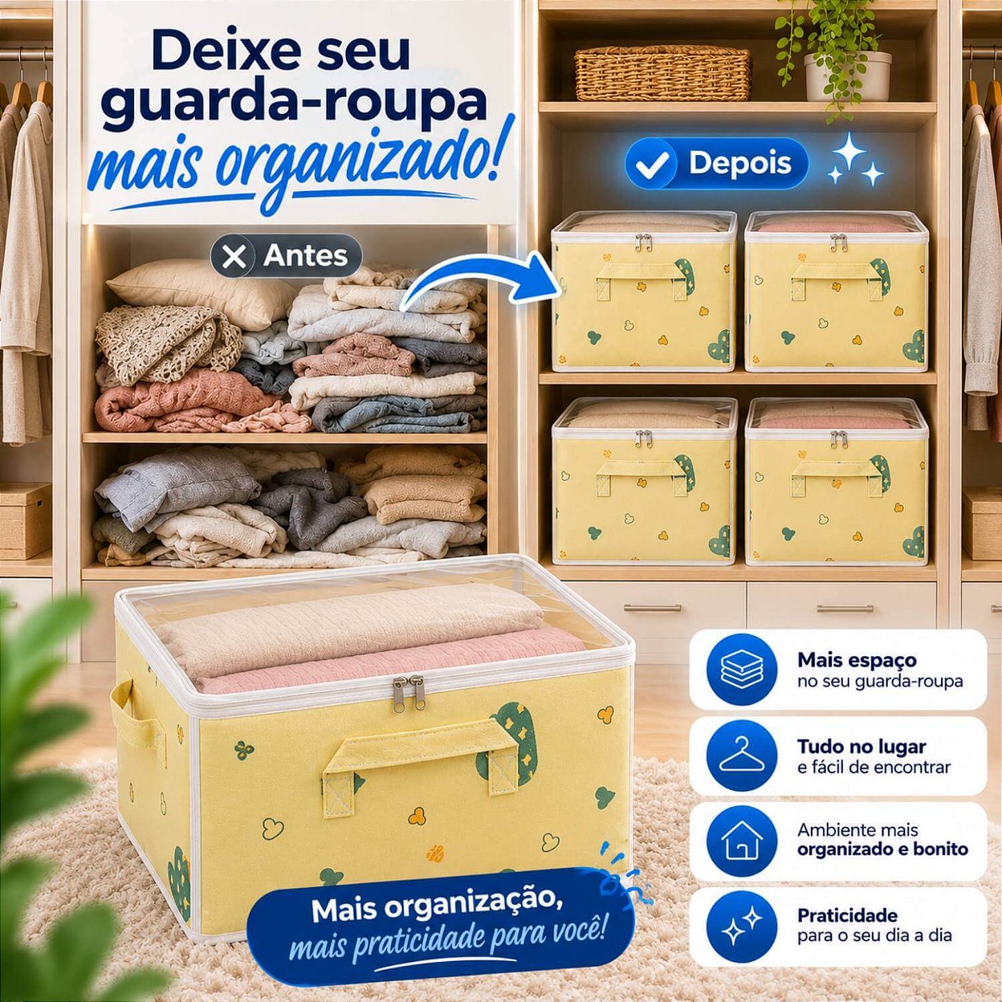 Organizador para Edredons com Visor 60x40x30 cm