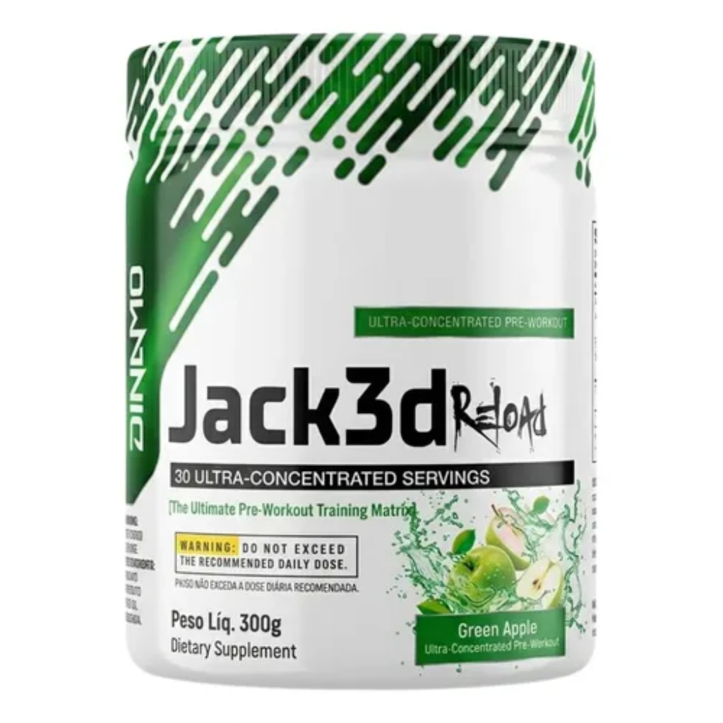 Pré Treino Jack3d Reload 300g Dynamo Labz Maça Verde + Galão 1 Litro