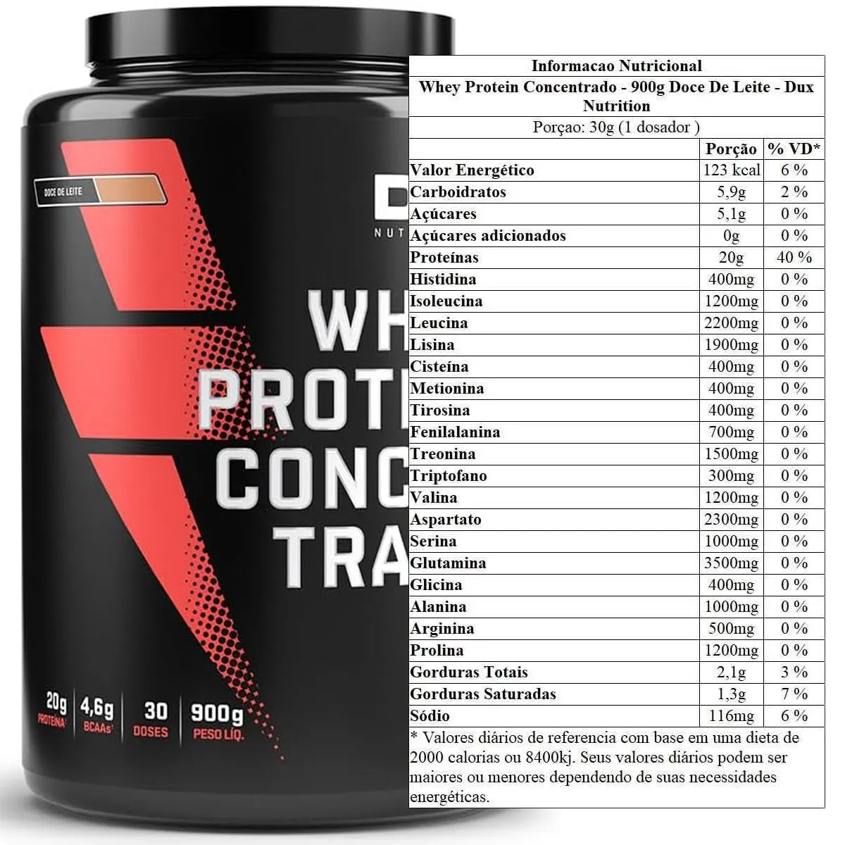 Whey Dux 900g Proteína Concentrada