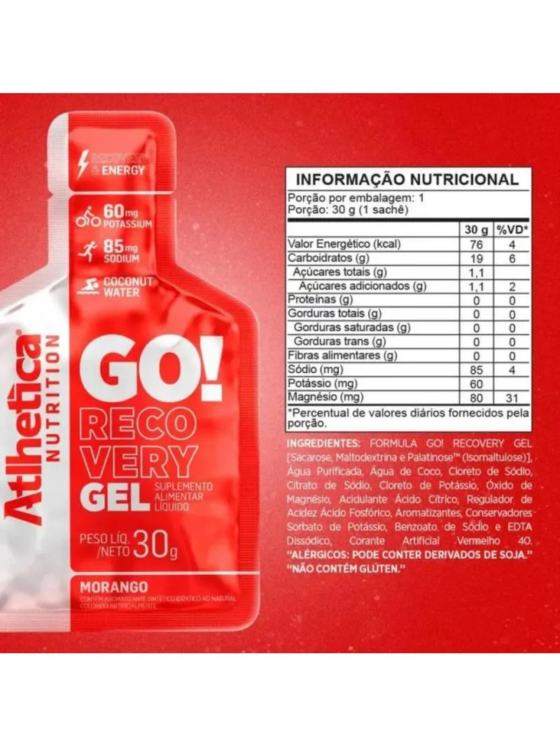 Go Energy Gel Atlhetica 10 Sachês Morango