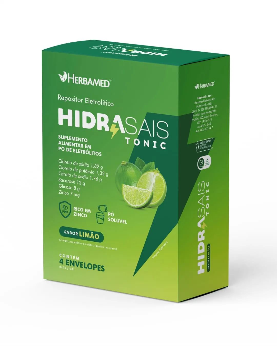 Hidrasais Tonic Eletrólitos 4 Envelopes Faz 4 Litros