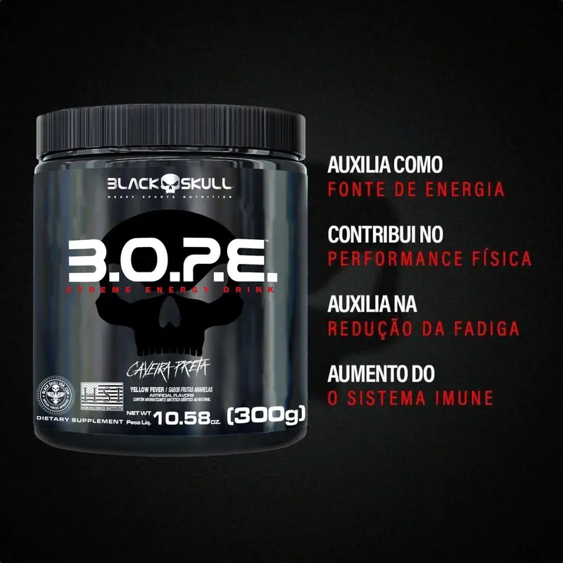 Pré Treino BOPE Black Skull Frutas Vermelhas