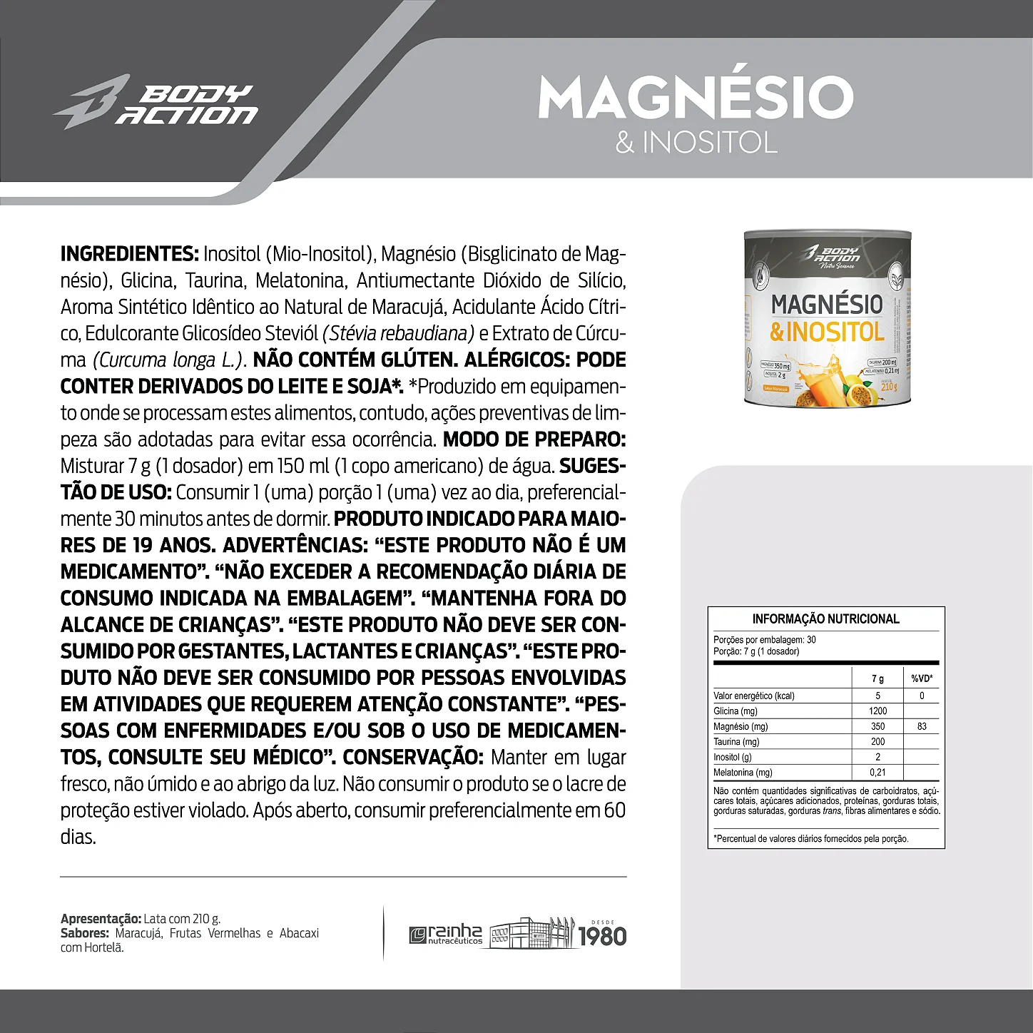 Magnésio Inusitol Body Action 210g Maracujá