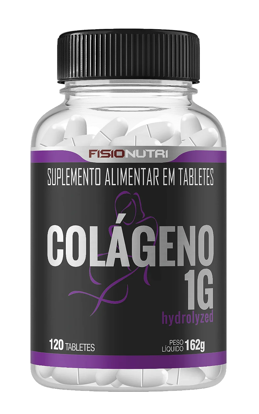 Colágeno Hidrolisado 1g FisioNutri em Tabletes - Pote com 60