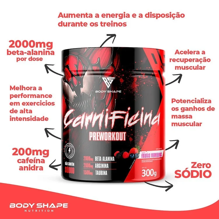 Pre Treino Carnificina 300g Energia e Foco