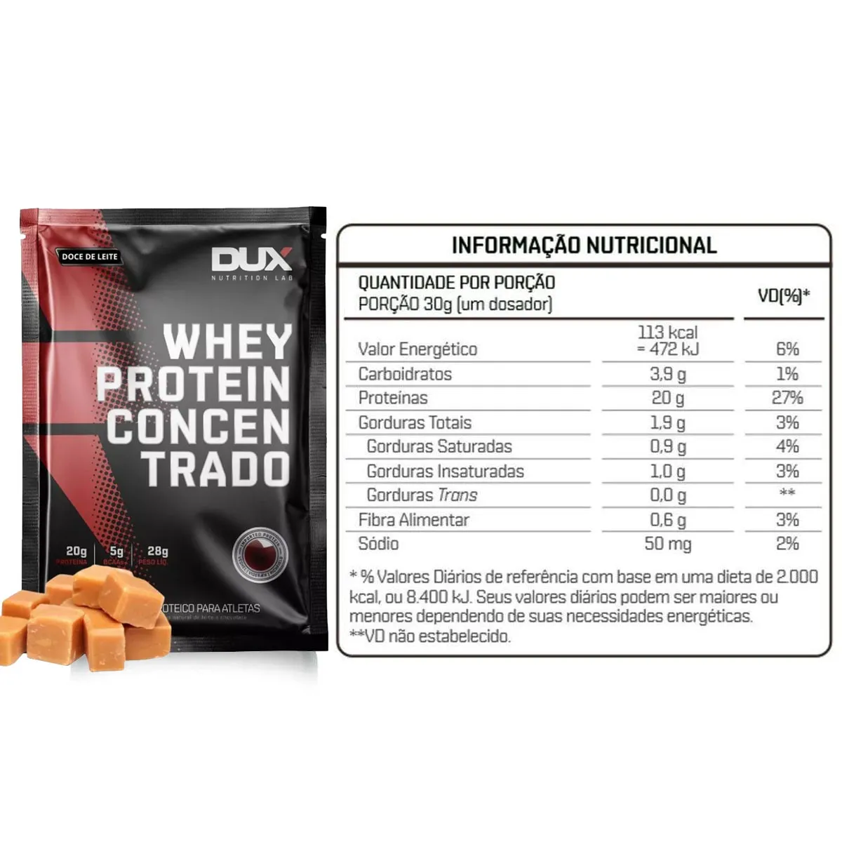 Sache Dose Única Dux Whey Protein Sem Sabor
