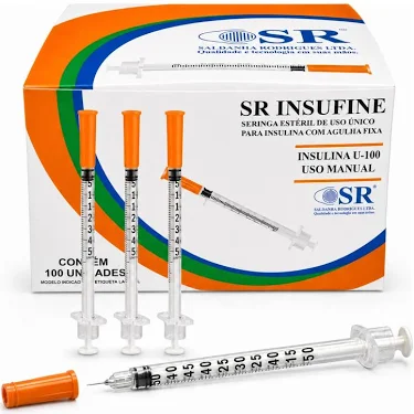 Seringa Insulina Tizerpatida 0,5ml Agulha 6x0,25mm 10 Unidades Grátis Kit 10 Alcool