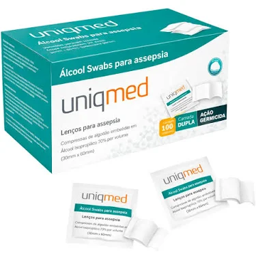 Lenços Álcool Swab 70% Uniqmed 10 Unidades