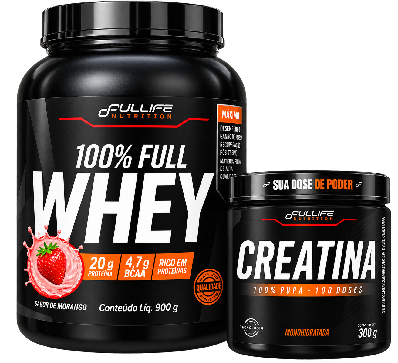 Kit Fullife Whey 100% e Creatina 300g Pura