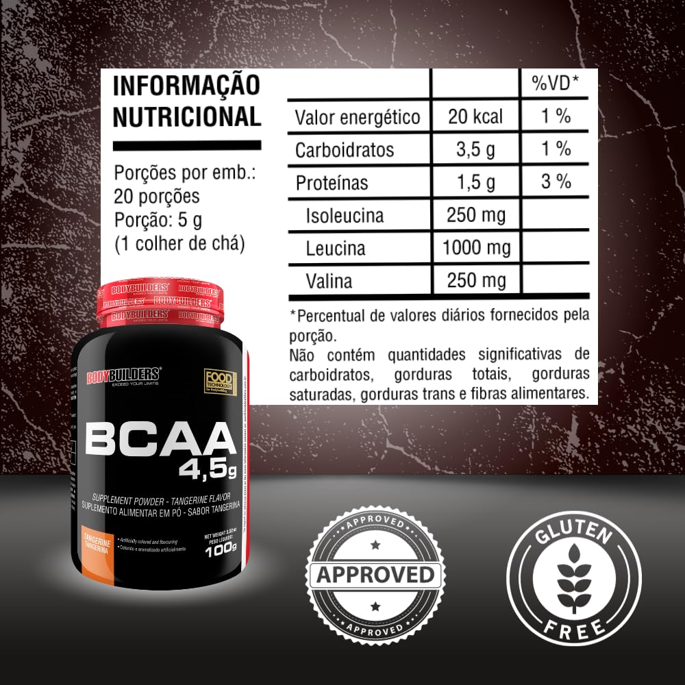 BCAA 4.5g 100g Bodybuilders Tangerina