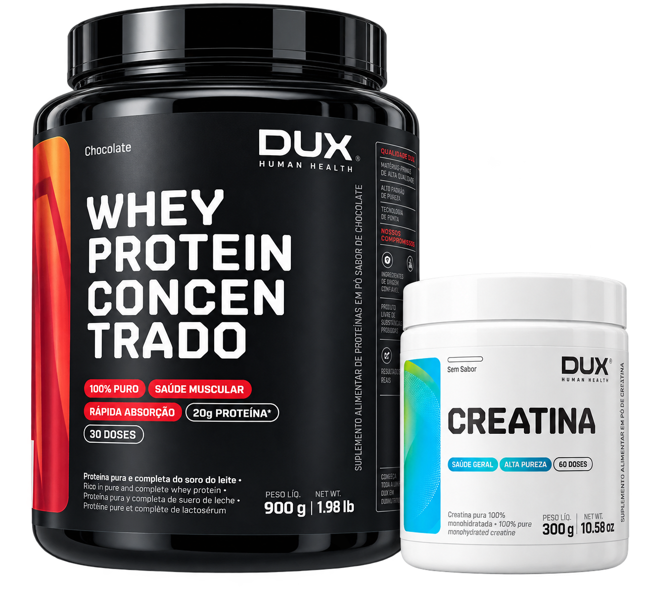 Kit Dux Whey 900g e Creatina Pura 300g
