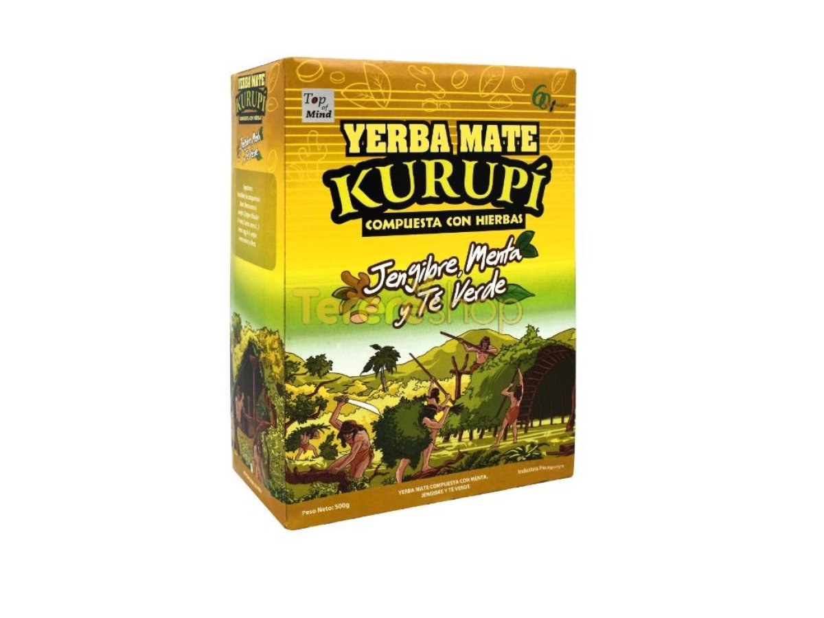 Erva Mate Kurupí Composta Gengibre Menta Chá Verde 500g