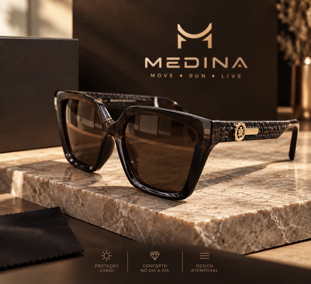 Óculos de Sol Premium Polarizado Mari 2.0 - Marrom - Acetato
