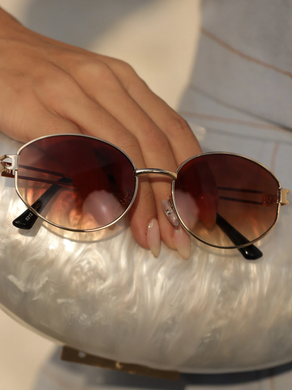 Óculos de Sol Premium Oval Rafa 2.0 - Marrom Degradê Rosê - Metal