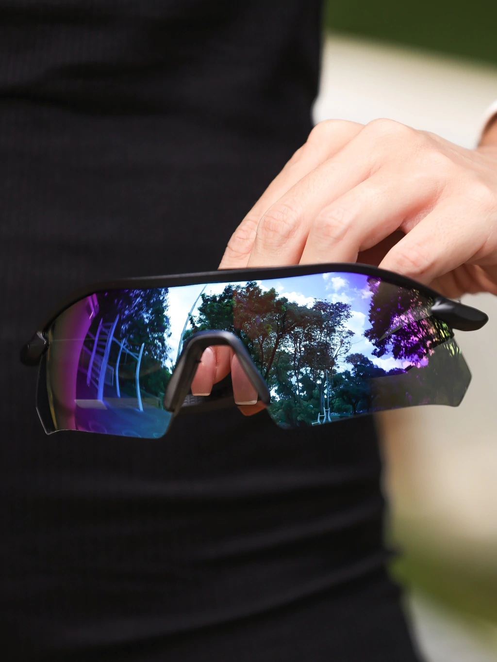 Óculos de Sol Esportivo Máscara Prime - Azul Claro Preto Fosco - Injetado