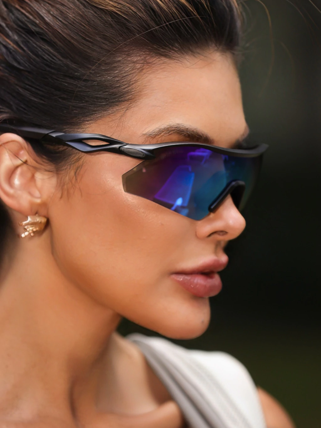 Óculos de Sol Esportivo Máscara Prime - Azul Claro Preto Fosco - Injetado