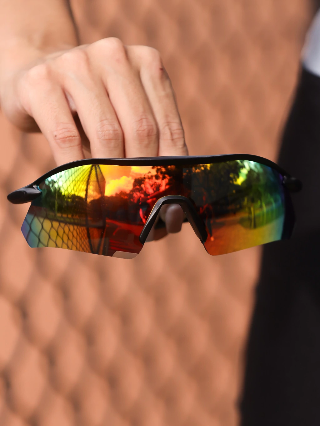 Óculos de Sol Esportivo Máscara Prime - Laranja Multicolors Preto - Injetado