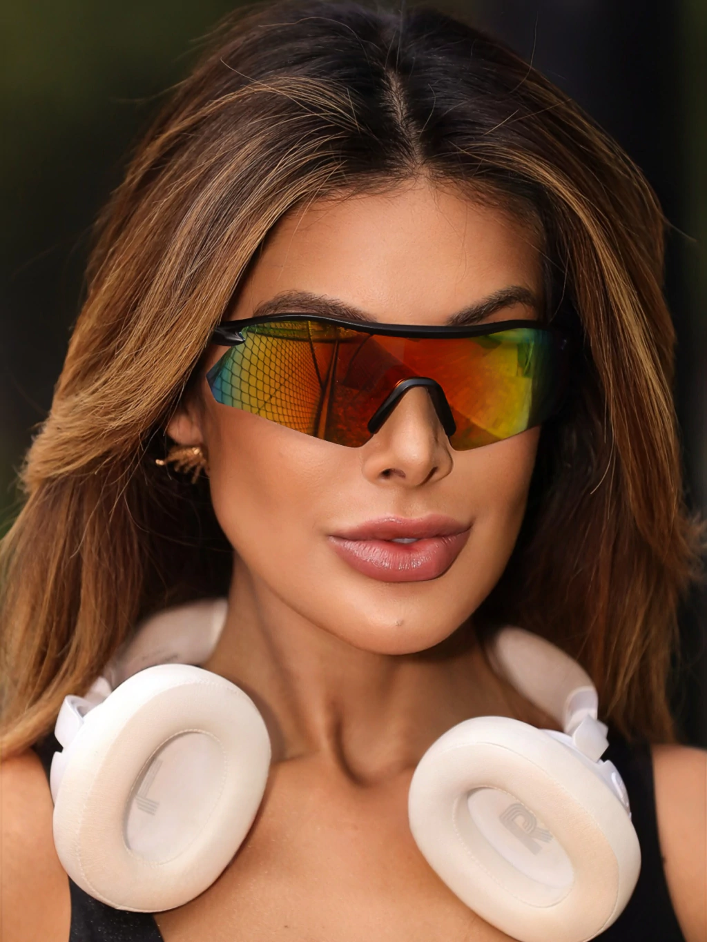 Óculos de Sol Esportivo Máscara Prime - Laranja Multicolors Preto - Injetado