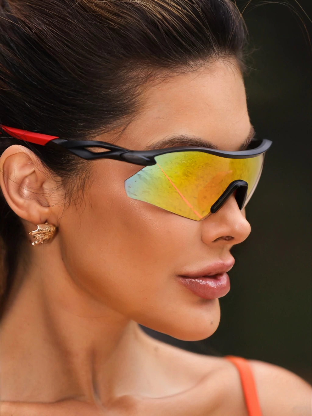 Óculos de Sol Esportivo Máscara Prime - Preto/Vermelho fotocromático (muda de cor para preto e vermelho) - Injetado