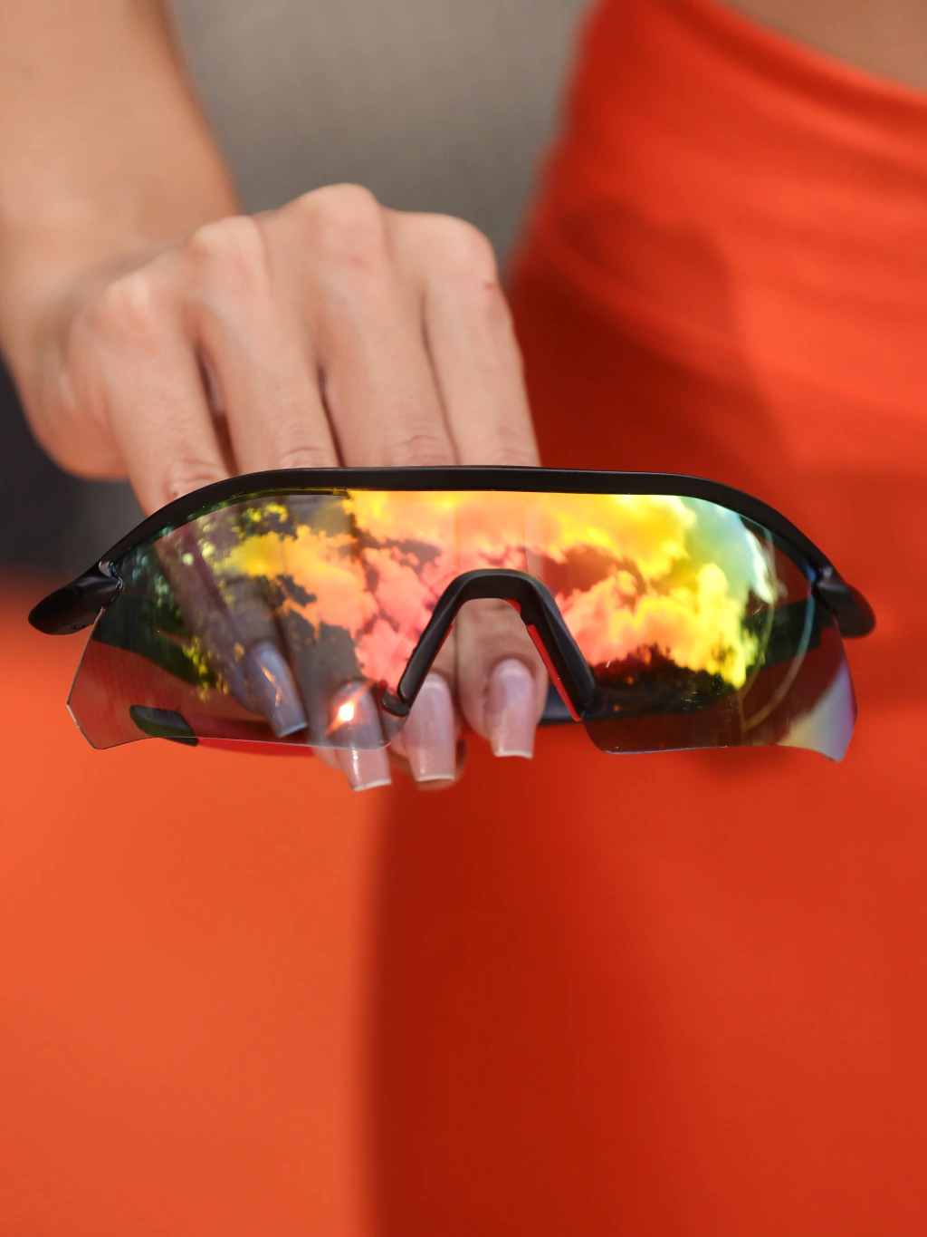 Óculos de Sol Esportivo Máscara Prime - Preto/Vermelho fotocromático (muda de cor para preto e vermelho) - Injetado