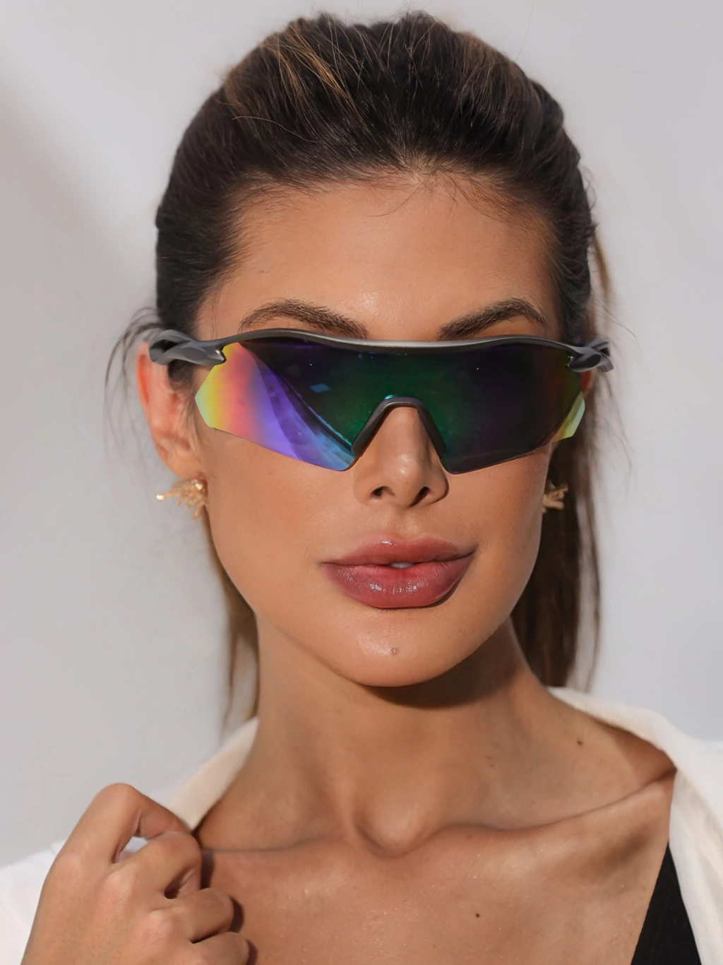 Óculos de Sol Esportivo Máscara Prime - Verde Multicolors Cinza Azul - Injetado