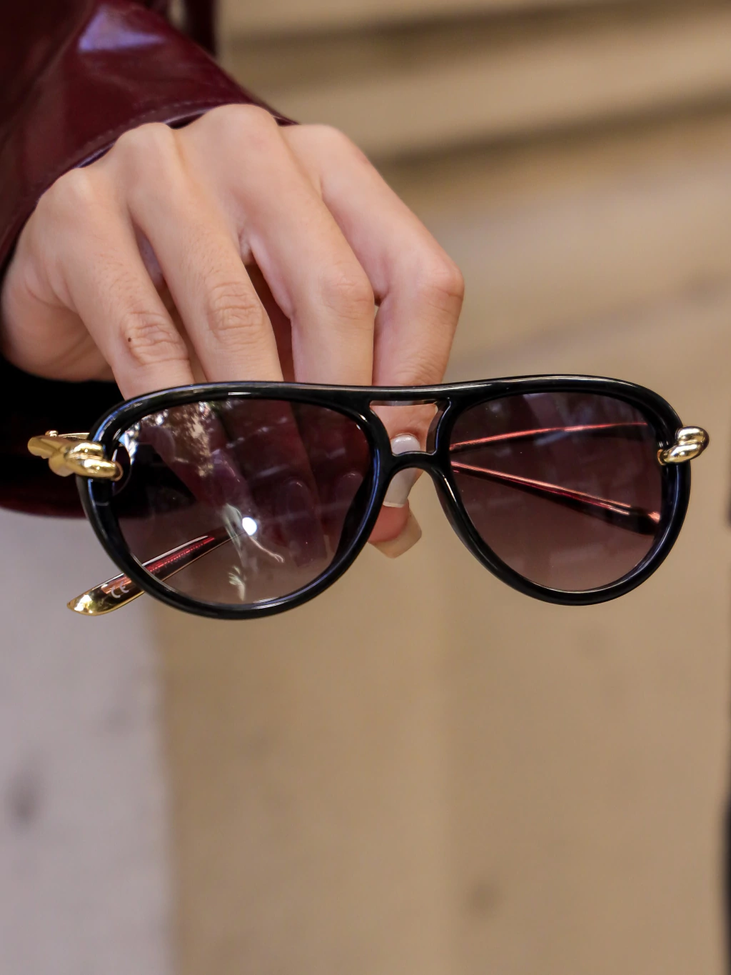 Óculos de Sol Premium Aviador Madrid - Preto Degrade Dourado - Metal
