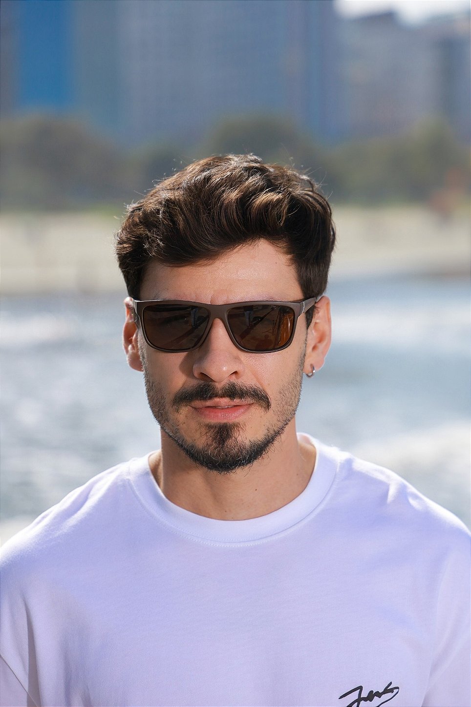 Óculos de Sol Retangular Polarizado Premium Espanha - Marrom Acetato