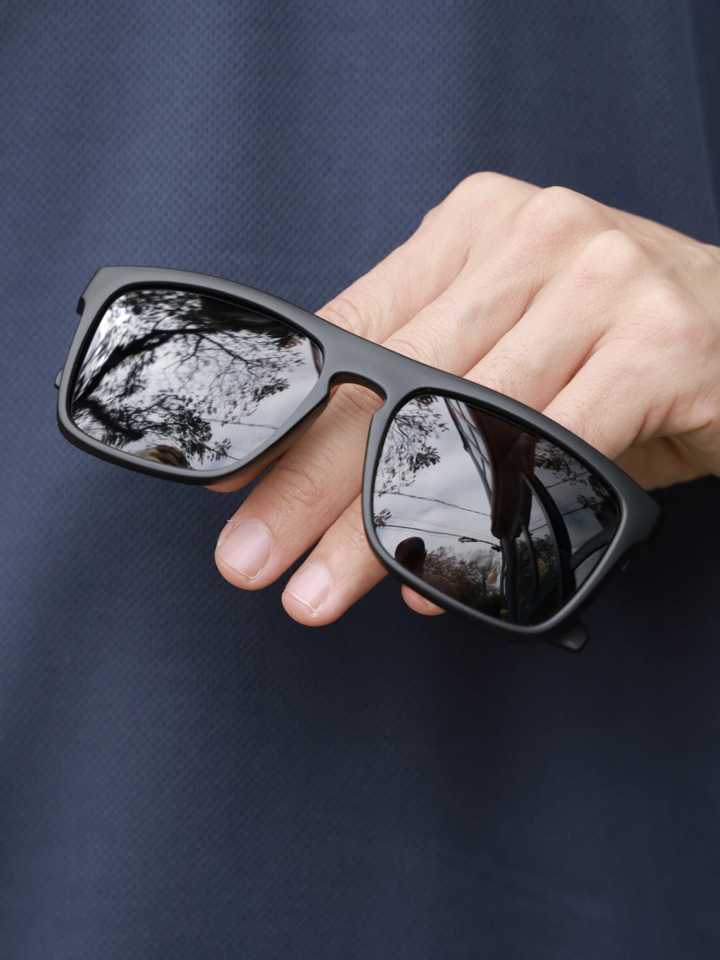 Óculos de Sol Retangular Polarizado Premium Berlim - Preto Fosco - Acetato