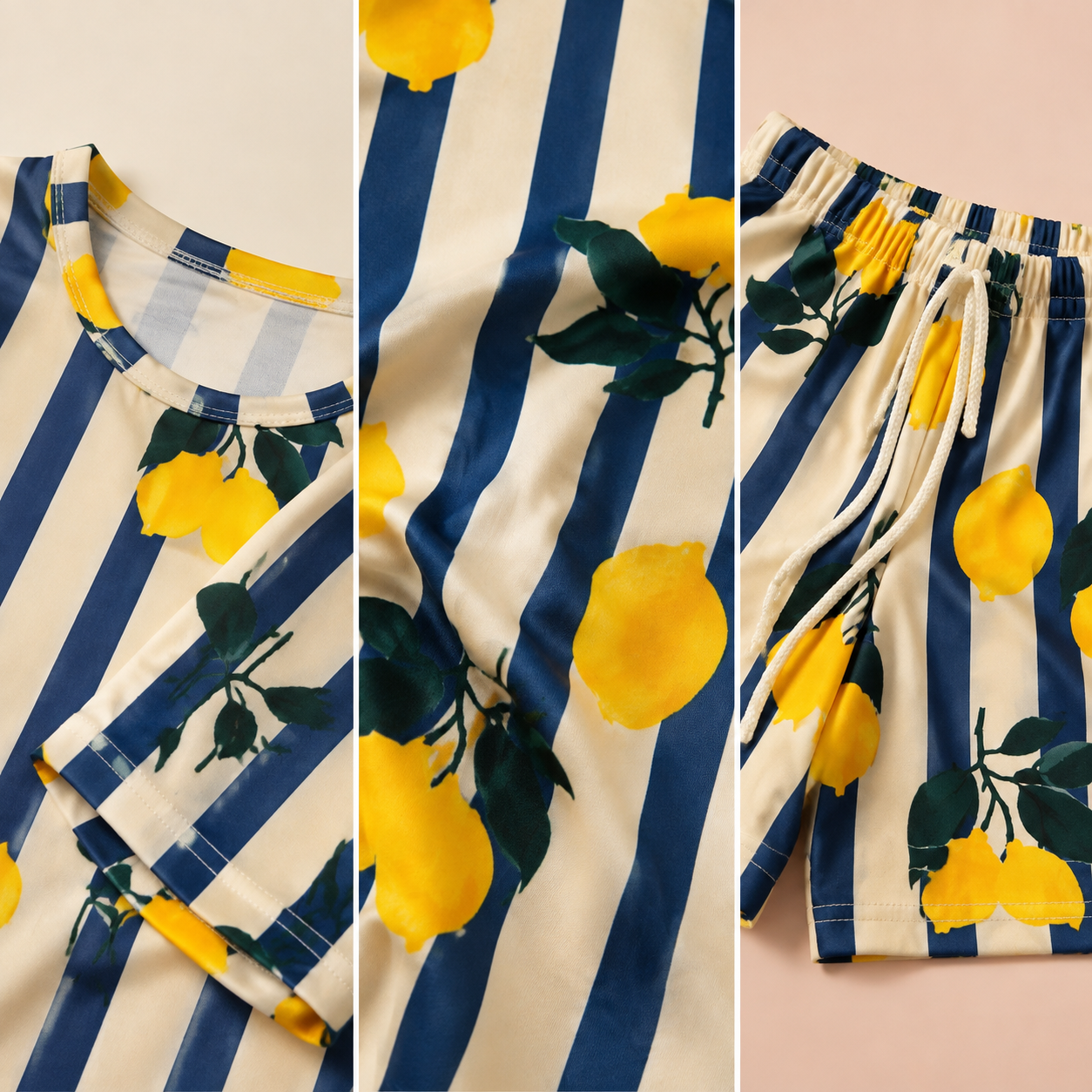 Conjunto Infantil Menina Limão Siciliano Listrado - Blusa e Short