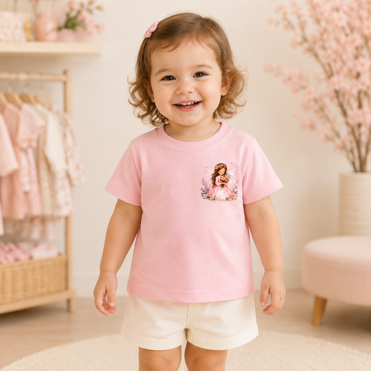 Camiseta Infantil Menina com Fadinha Delicada - Coleção Reino das Fadas