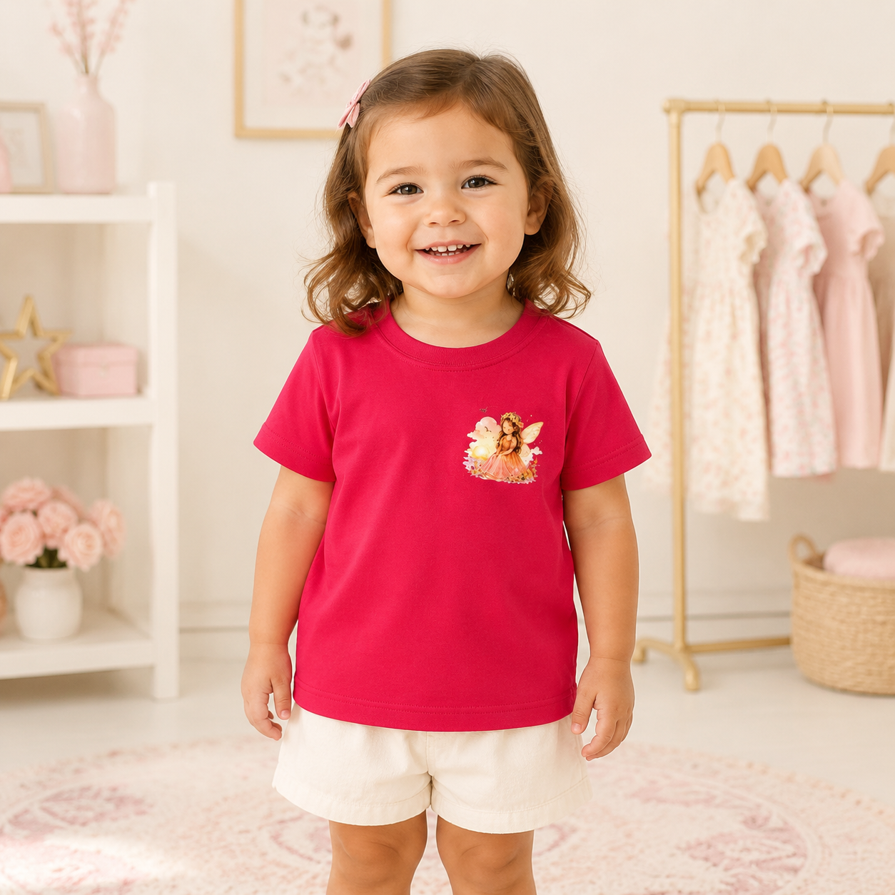 Camiseta Infantil Menina com Fadinha Delicada - Coleção Reino das Fadas