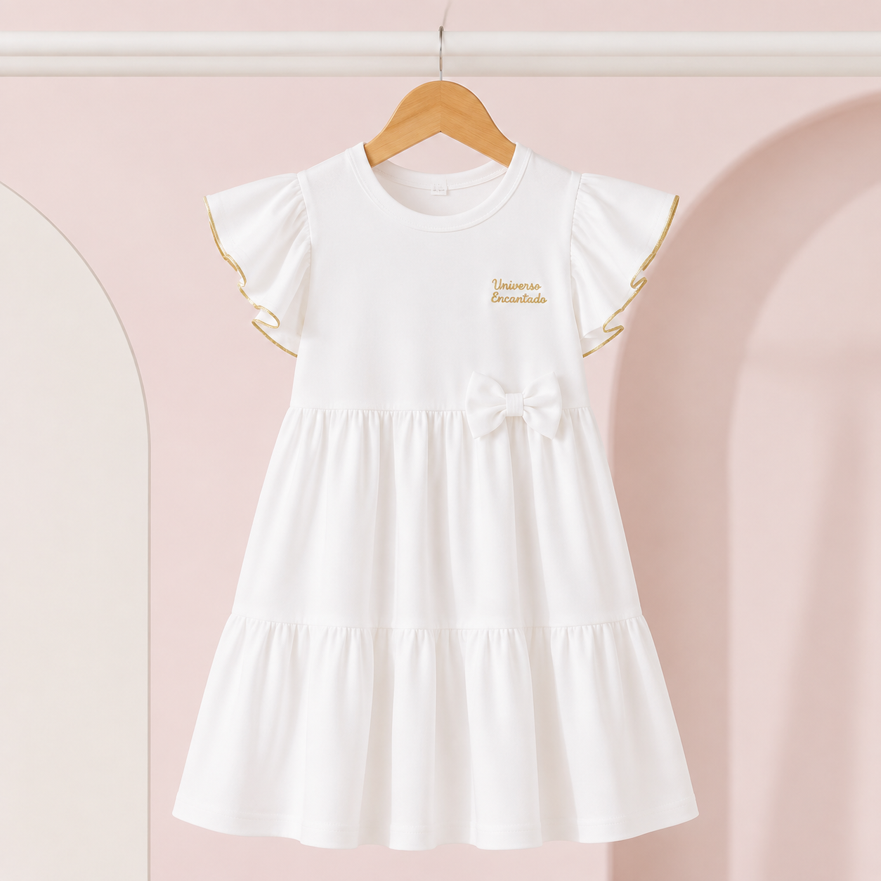 Vestido Infantil Menina com Babados e Laço - Modelagem Pequena