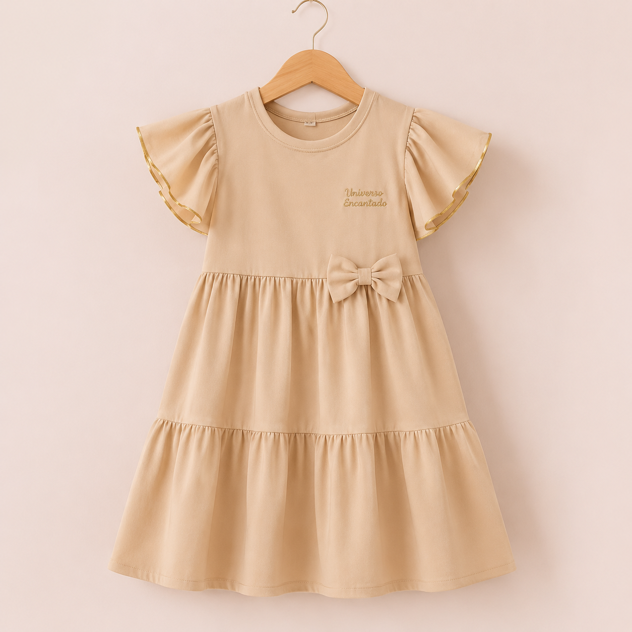 Vestido Infantil Menina com Babados e Laço - Modelagem Pequena
