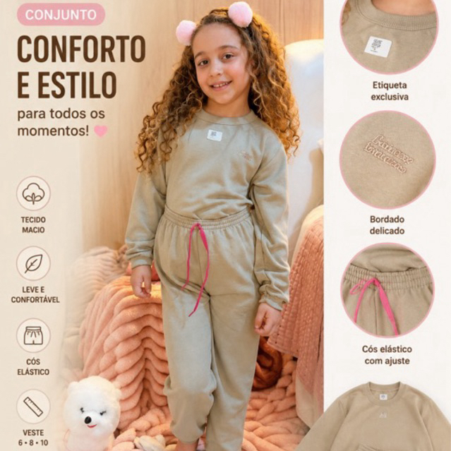 Conjunto de Inverno Moletom Menina Infantil