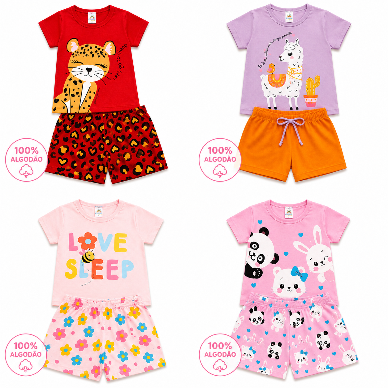 Pijama Infantil Diversas Estampas - Tamanhos 6 e 8