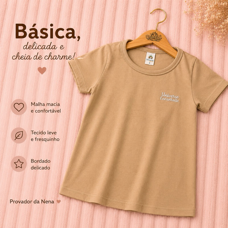 Camiseta Infantil Básica, Delicada e Cheia de Charme