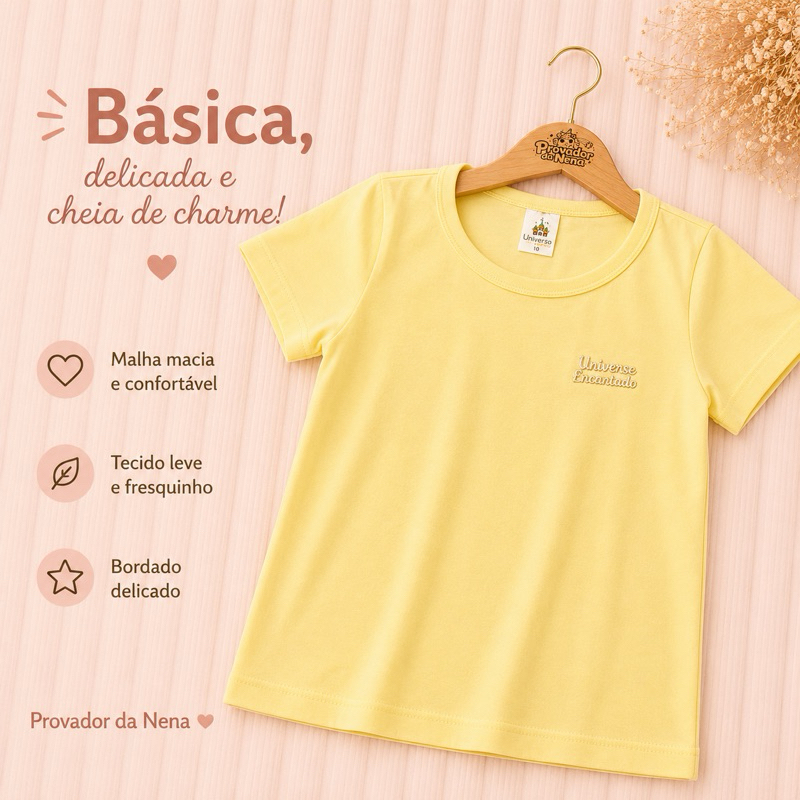 Camiseta Infantil Básica, Delicada e Cheia de Charme