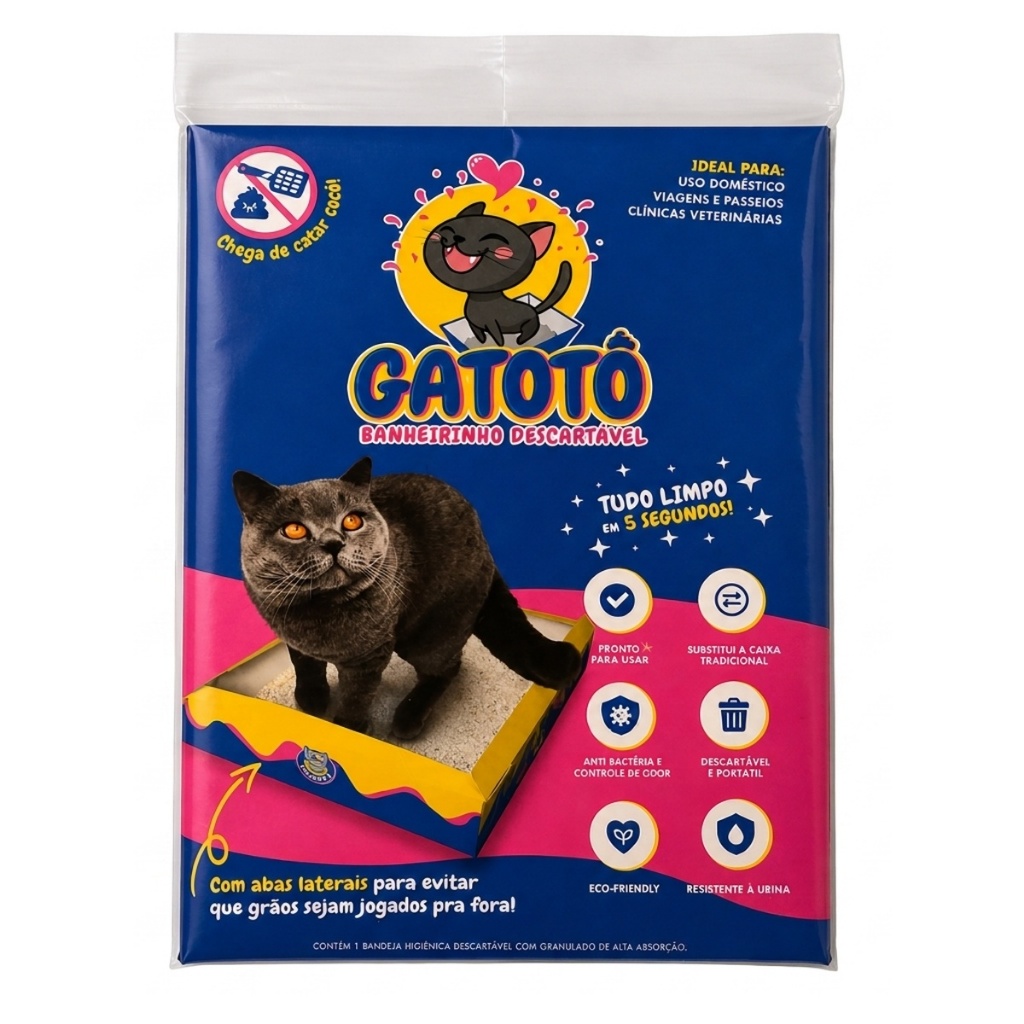 Caixa de Areia para Gato Descatável CatMyPet Portátil Gatoto