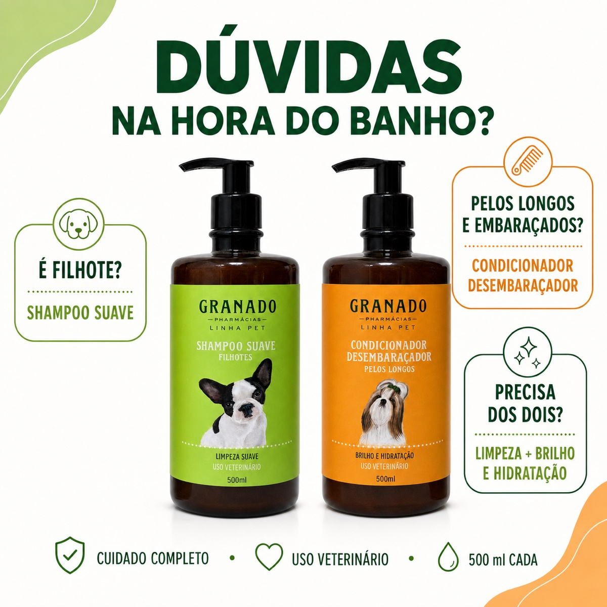 Kit Granado Pet Shampoo Filhotes + Condicionador Desembaraçador 500ml