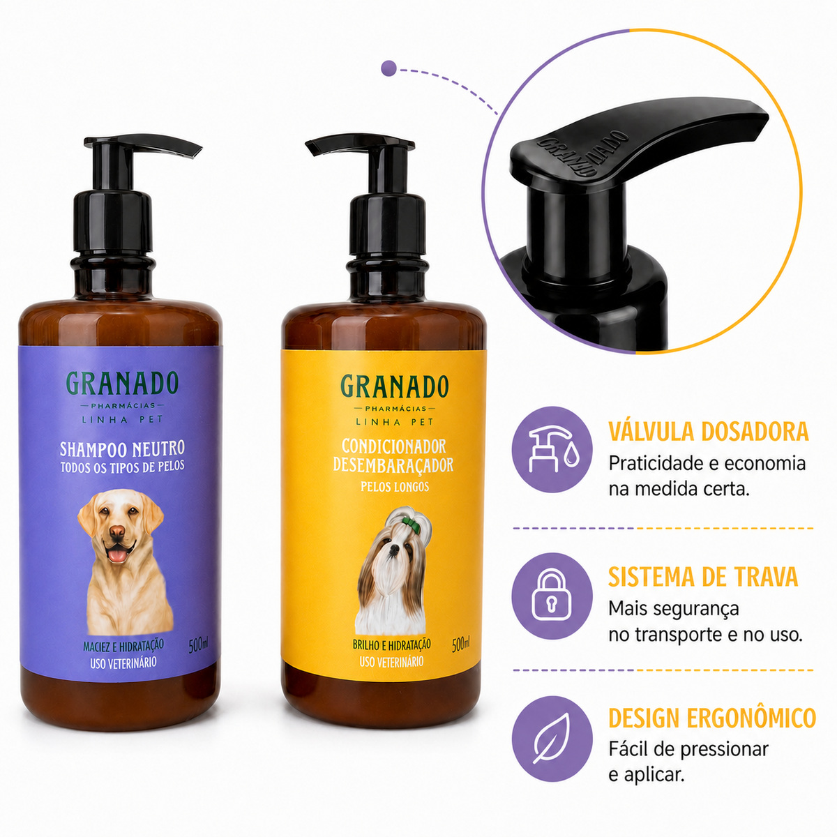 Kit Granado Pet Shampoo Neutro Condicionador Desembaraçador