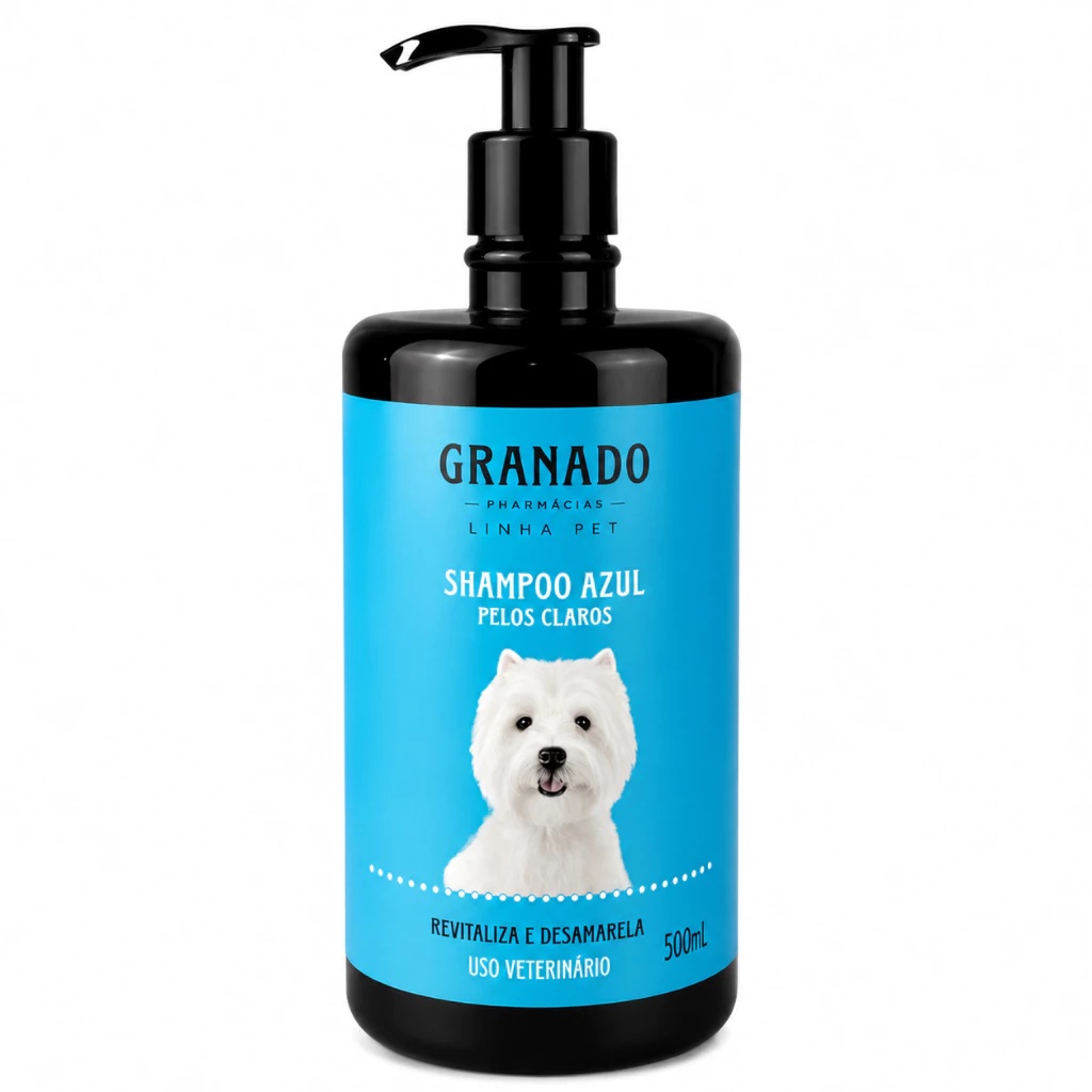 Kit Shampoo Granado Pelos Claros 500ml + Escova Banho Pet