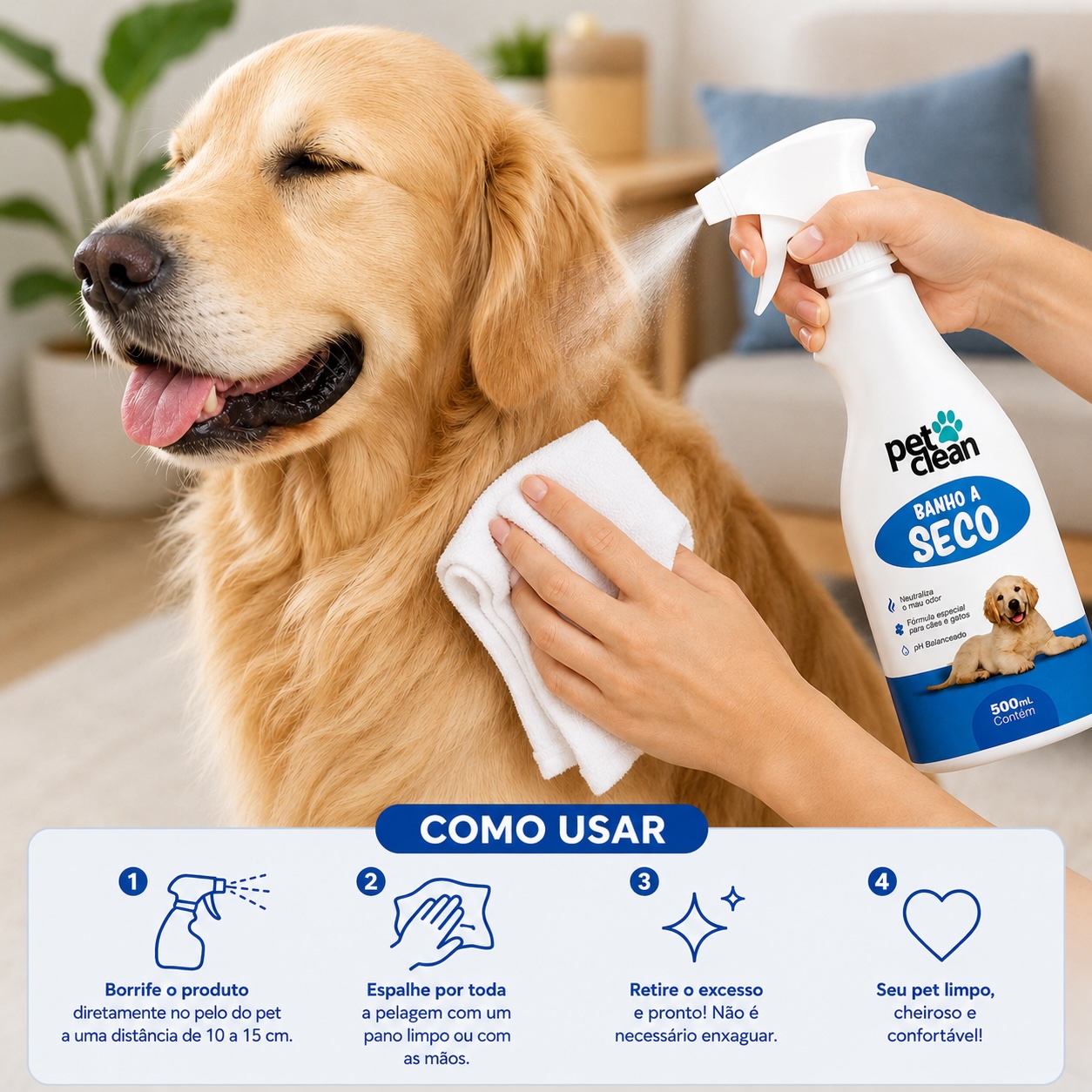 BANHO A SECO PET CLEAN 500 ML